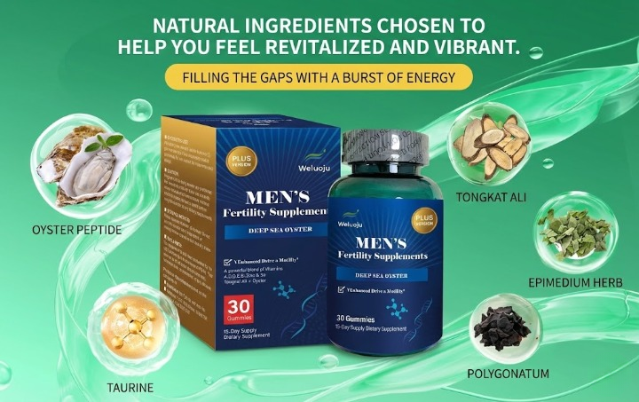 Weluoju MEN'S Fertility Supplements - Deep Sea Oyster Extract with Maca & Ginseng