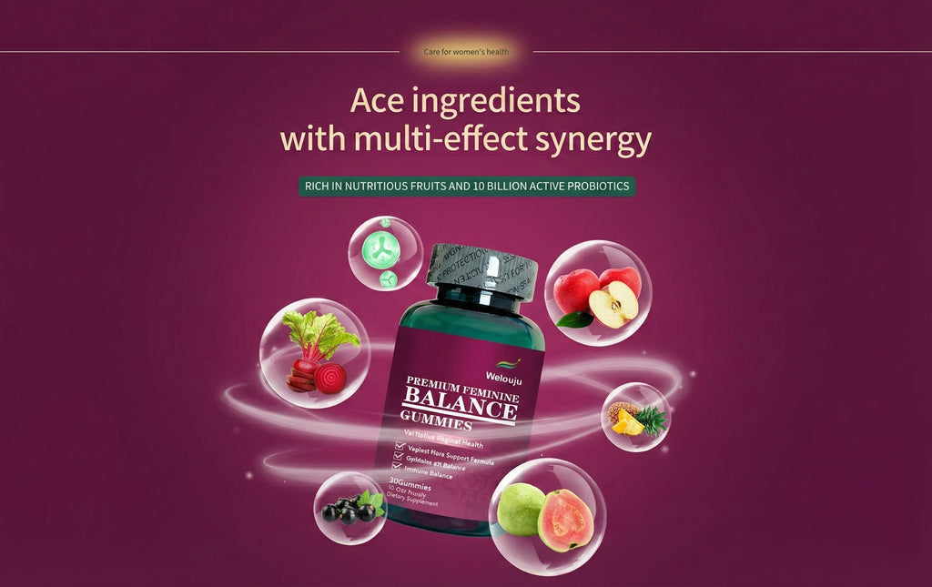 Weluoju Premium Feminine Balance Gummies - 50 Billion CFUs for Vaginal Health & pH Balance